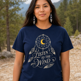 Listen To The Wind Dreamcatcher Feather Native American-Inspired 2D T-Shirt TSm069