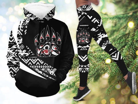 MTS0007 Bear Native American Hoodie Leggings Set