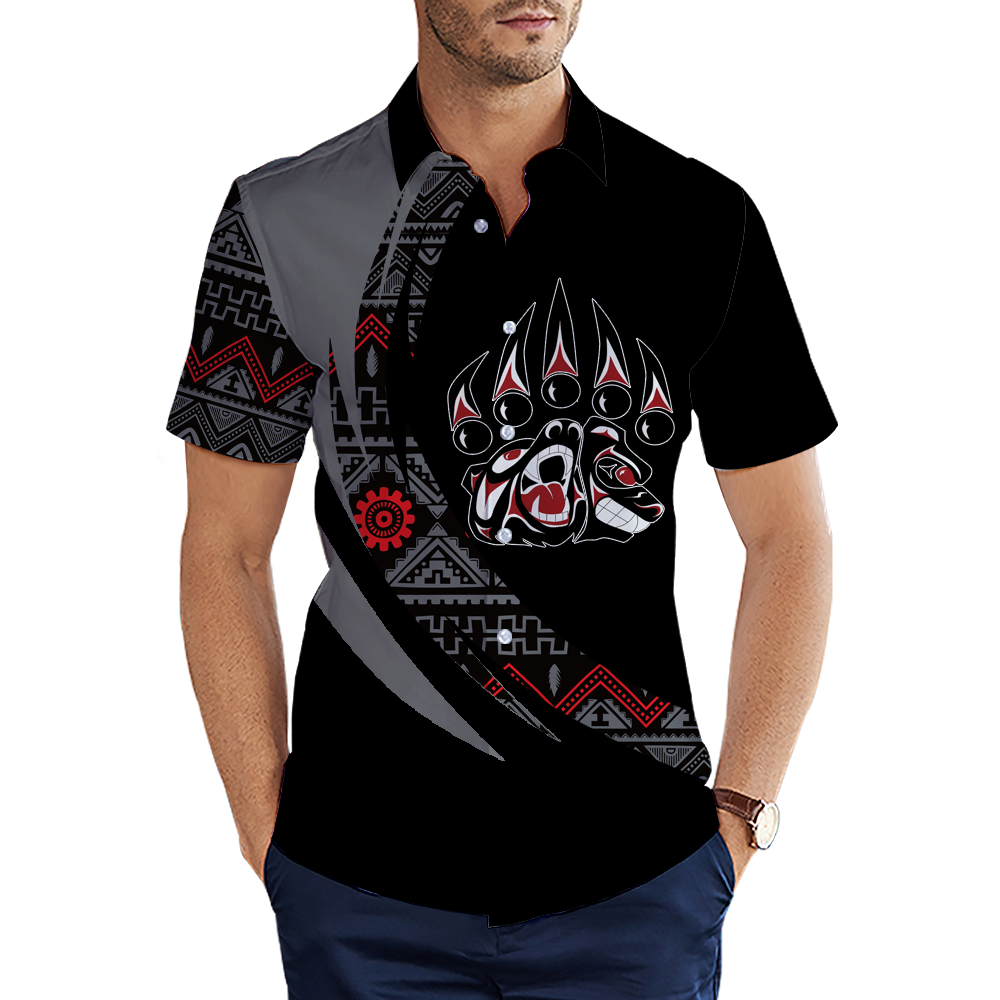 MTS0008 Bear Symbol Pattern Native American 3D Men's Shirt