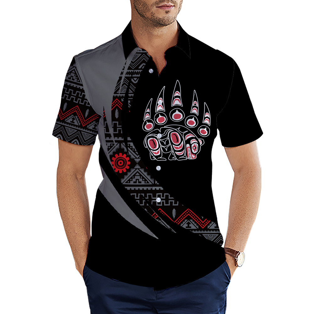 MTS0009 Bear Symbol Pattern Native American 3D Men's Shirt