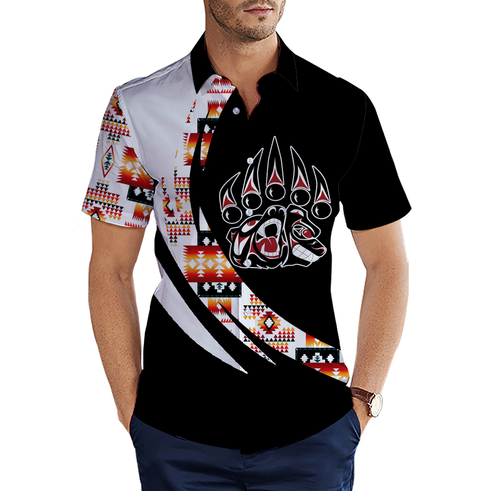 MTS0010 Bear Symbol Pattern Native American 3D Men's Shirt