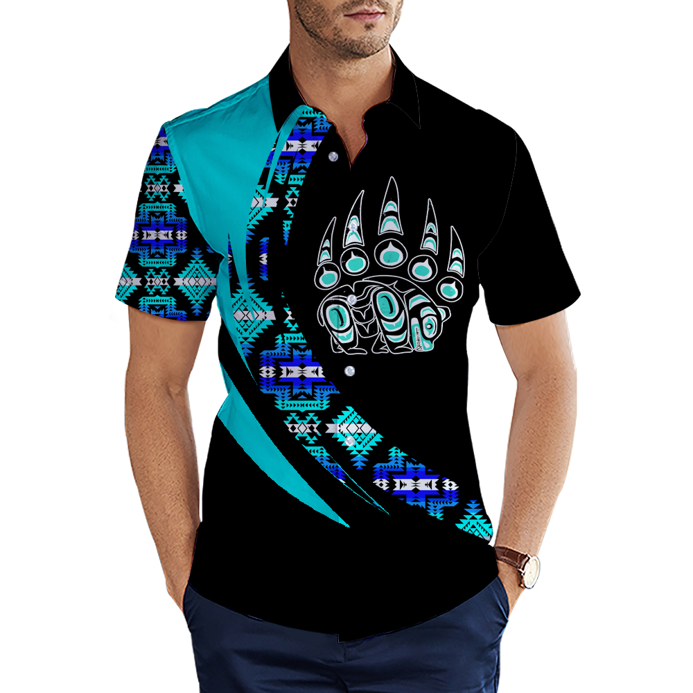 MTS0012 Bear Symbol Pattern Native American 3D Men's Shirt