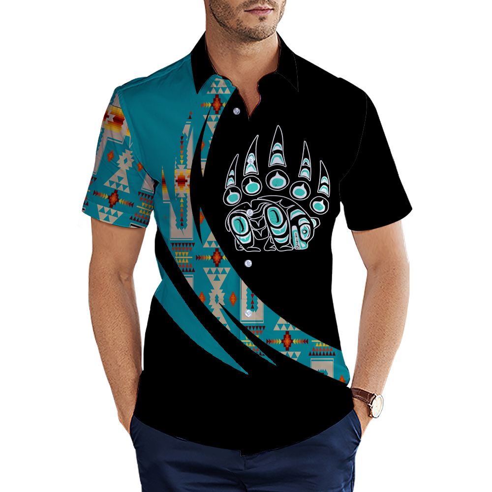 MTS0014 Bear Symbol Pattern Native American 3D Men's Shirt