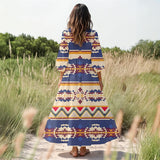 MXD00020 Native American Women Puff Sleeve Maxi Dress