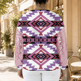MXD00043 Native American Women Sequin Sleeve Sweatshirt