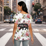 Mama Bear Floral Native American Women's Loose V-neck Short Sleeve T-shirt GB-NAT00195