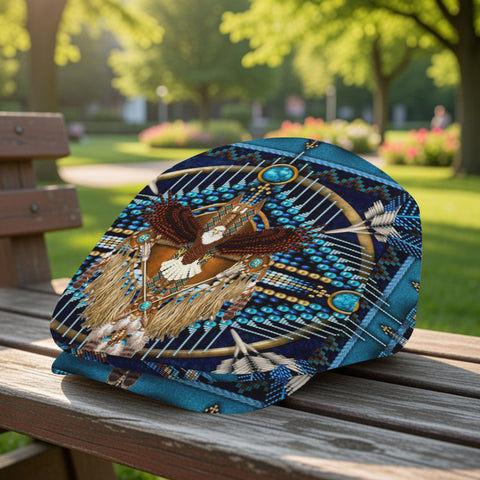 Mandala Blue Owl Native American Jeff Cap