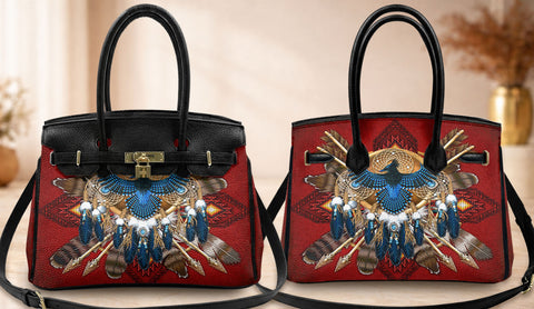 Mandala Red Owl Native American Women Handbag
