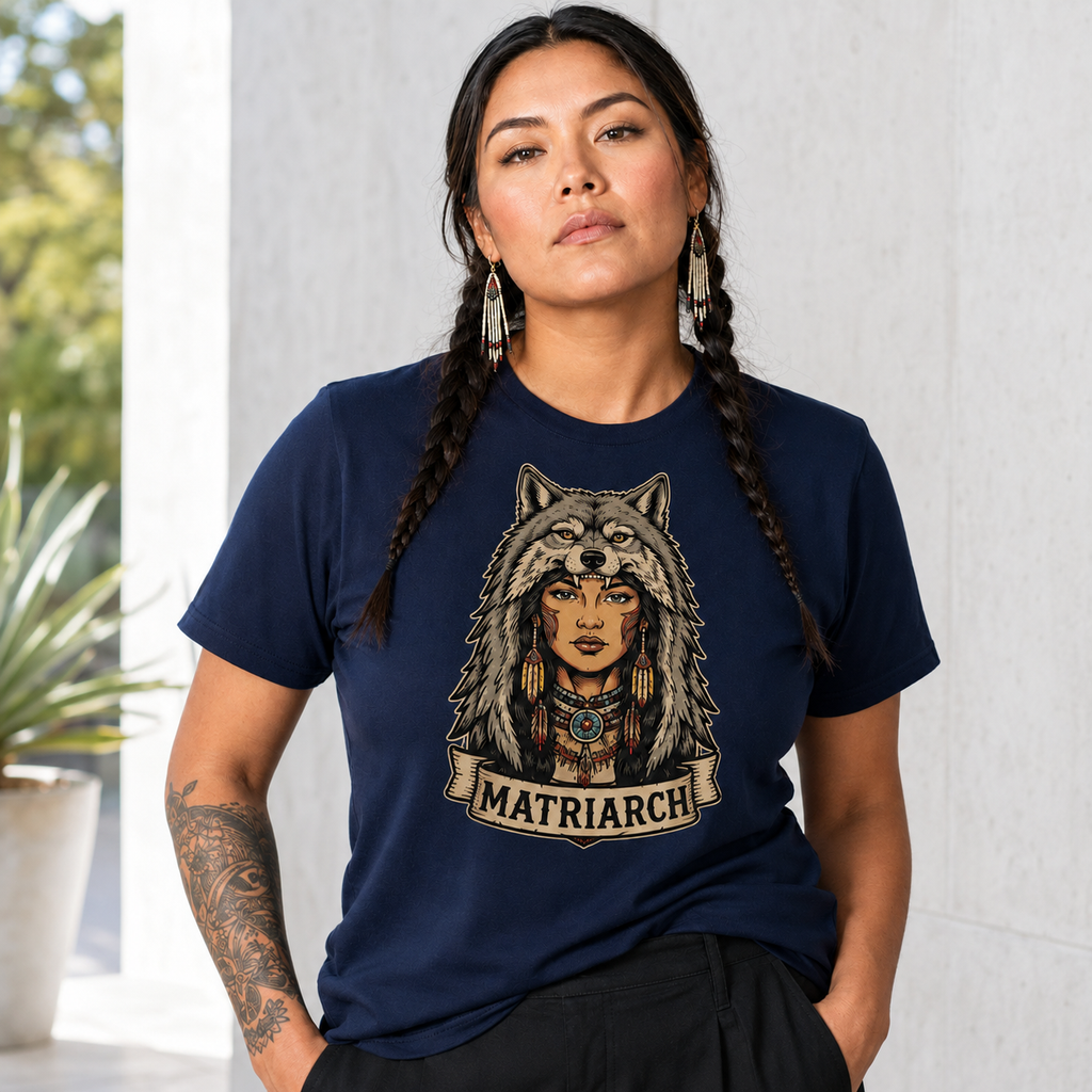 Matriarch Wolf Headdress Native American-Inspired 2D T-Shirt TSm060