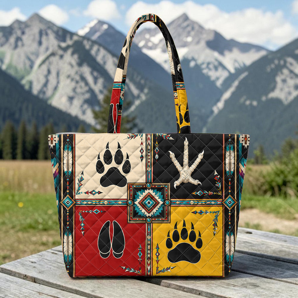Medicine Animals Native American Quilted Shoulder Tote Bag DS260812M03