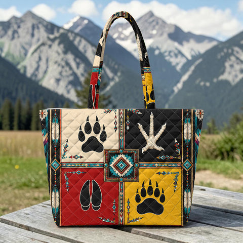 Medicine Animals Quilted Shoulder Tote Bag Native American-Inspired Home Decor – DS260812M03