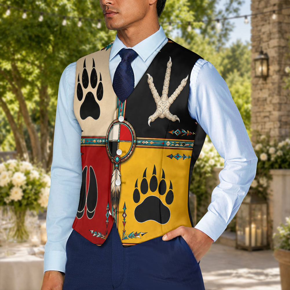 Medicine Animals Native American Suit Vest Jacket Print One Side Front DS260729M05