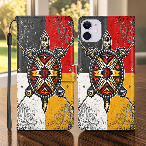 Medicine Turtle Native American-Inspired Leather Wallet Phone Case DS260731M02