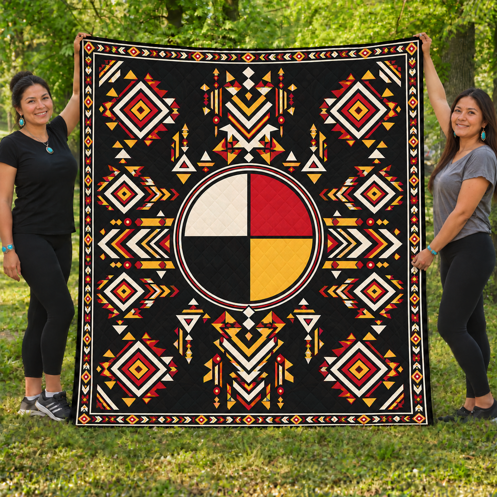 Medicine Wheel Geometric Native American-Inspired Quilt Qm023