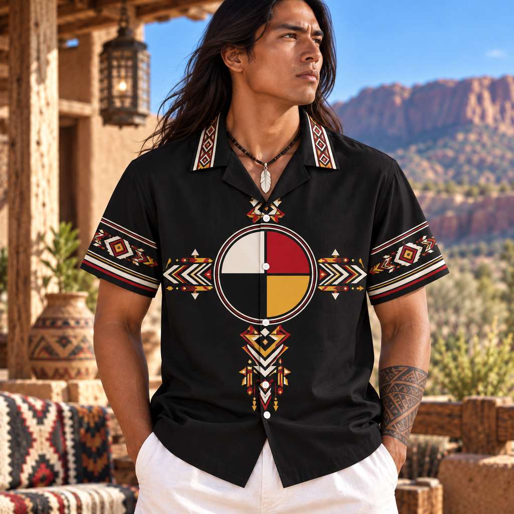Medicine Wheel Native American-Inspired 3D Hawaiian Shirt HWm031