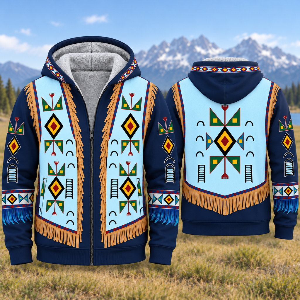 Midnight Diamond Spirit Native American-Inspired 3D Fleece Hoodie HD3dm017