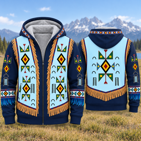Midnight Diamond Spirit Native American-Inspired 3D Fleece Hoodie – HD3dm017
