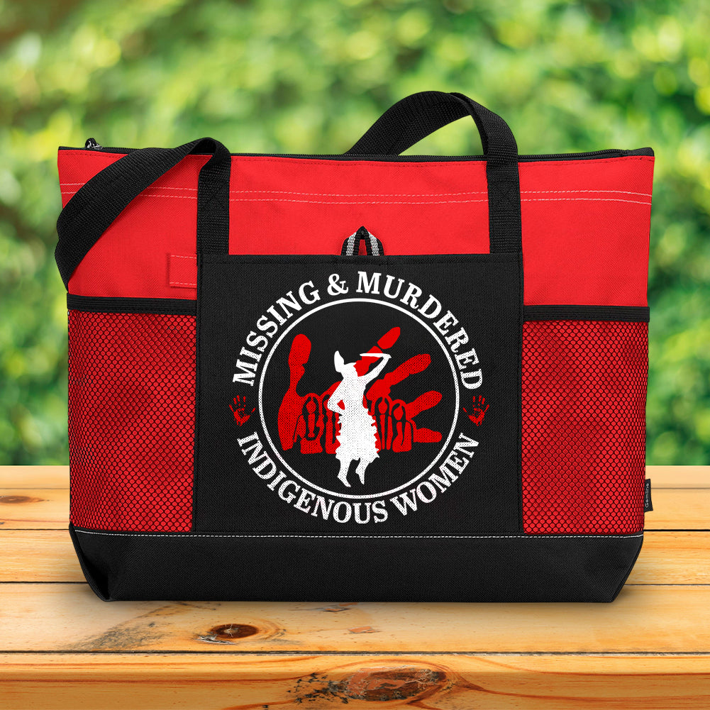 Mmiw v3 Indigenous Women Native American Tote Bag With Mesh Pockets