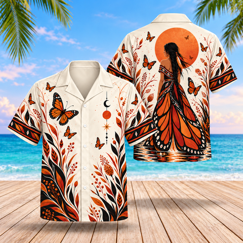 Monarch Spirit Woman Native American-Inspired 3D Hawaiian Shirt BSm040