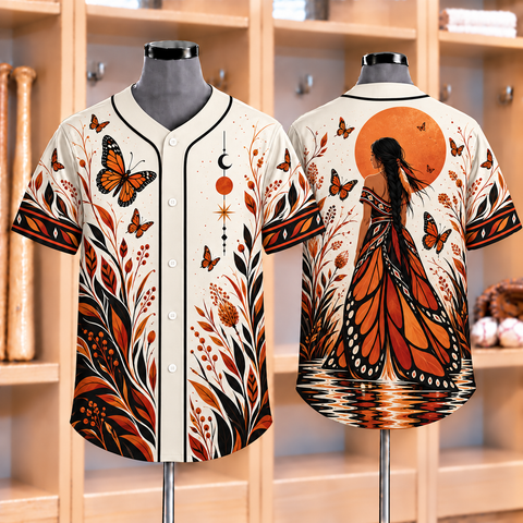 Monarch Spirit Woman Native American-Inspired Baseball Jersey BSm040