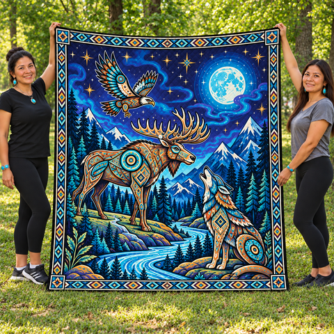 Moon Wild Life Animals Native American-Inspired Quilt Qm008