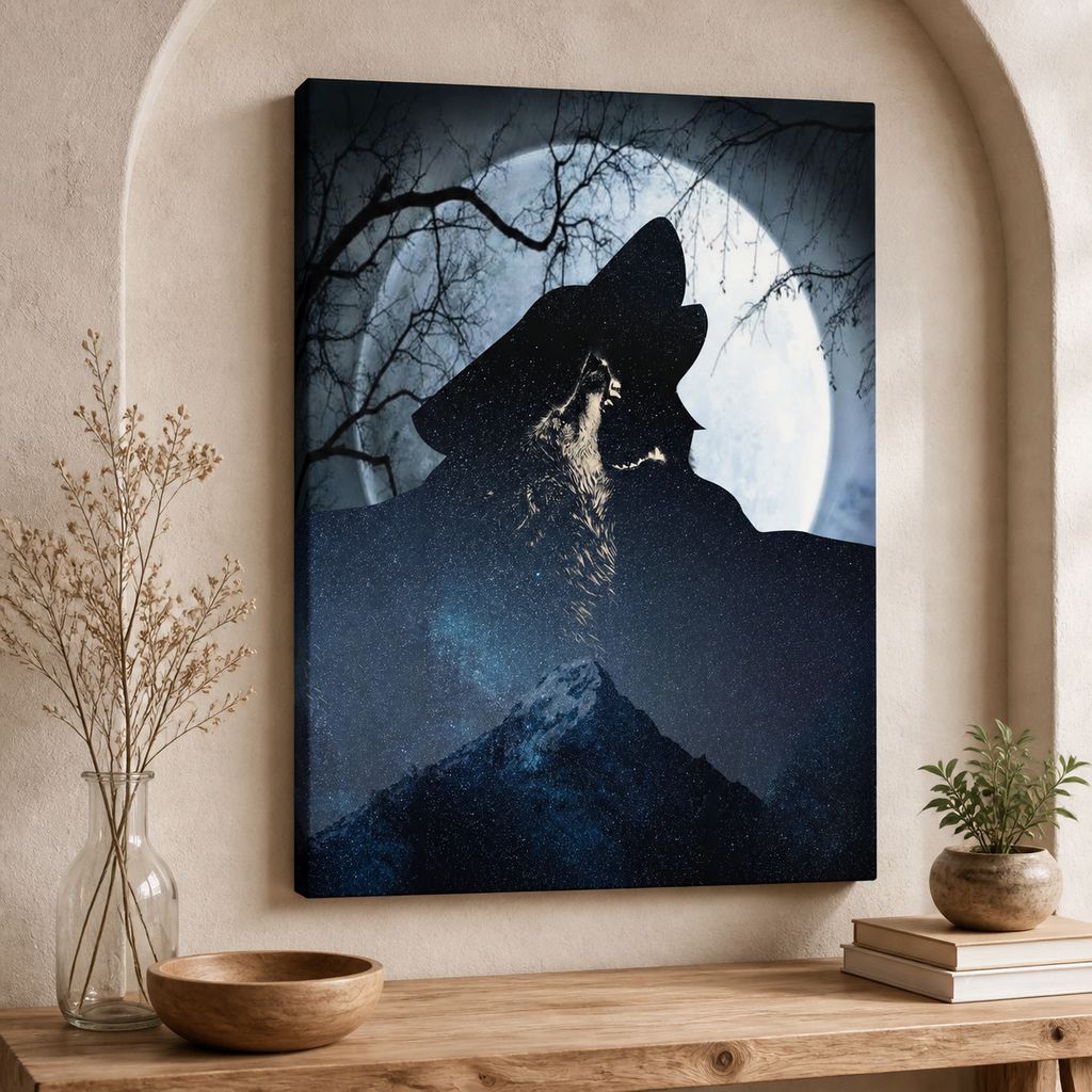 Moon Wolf Native American Canvas Wall GB-NAT00423