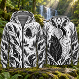 Moonlit Twin Wolves Native American-Inspired 3D Fleece Hoodie BSm046