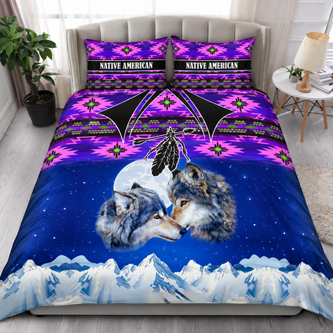 Moonlit Wolves Dreamcatcher Native American-Inspired Bedding Set SH251119M13