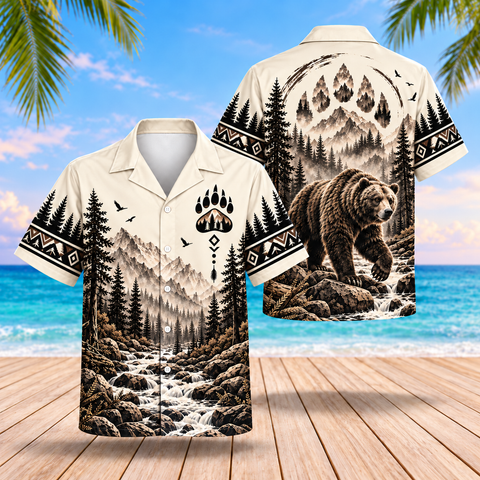 Mountain Bear Guardian Native American-Inspired 3D Hawaiian Shirt BSm042