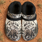 Mountain Bear Native American-Inspired Classic Clogs with Fleece Shoes BSm042