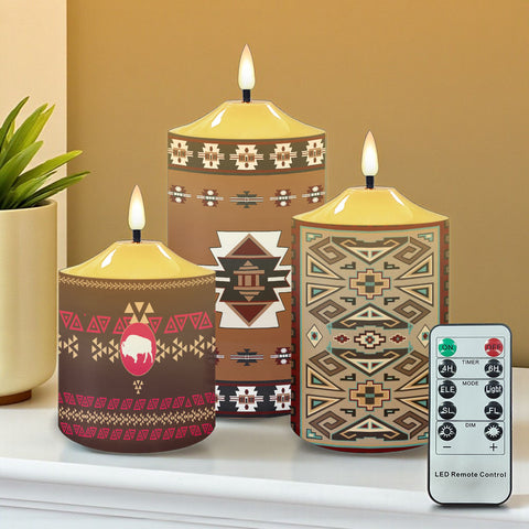 N7-01 Pattern Native American Bullet candles - Set of 3