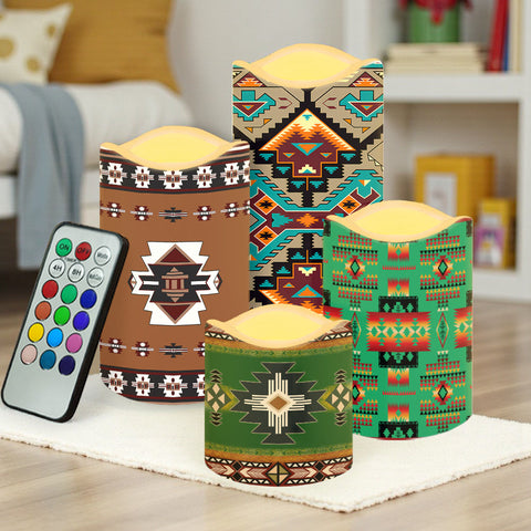 N7-02 Pattern Native American Bullet candles - Set of 4