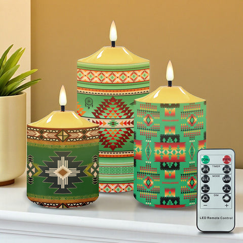 N7-02 Pattern Native American Bullet candles - Set of 3