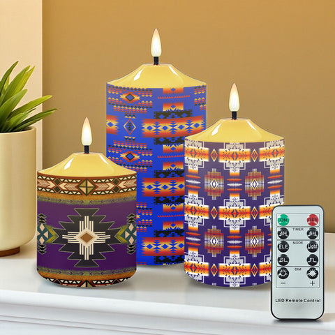 N7-03 Pattern Native American Bullet candles - Set of 3