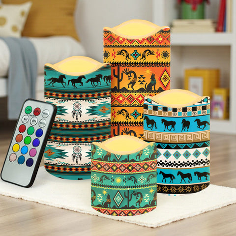 N7-04 Pattern Native American Bullet candles - Set of 4