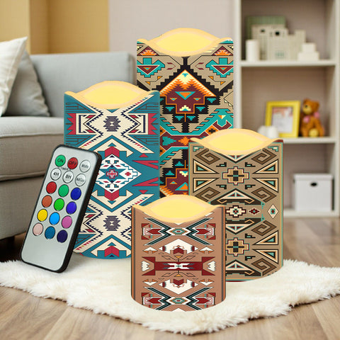 N7-05 Pattern Native American Bullet candles - Set of 4