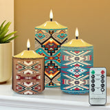 N7-05 Pattern Native American Bullet candles - Set of 3