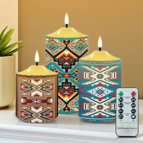 N7-05 Pattern Native American Bullet candles - Set of 3