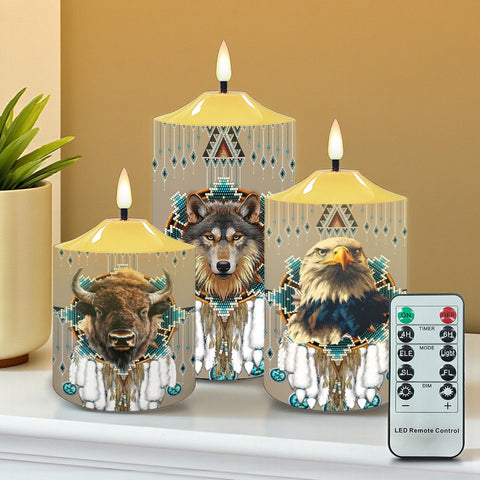 N7-07 Pattern Native American Bullet candles - Set of 3