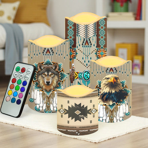 N7-08 Pattern Native American Bullet candles - Set of 4