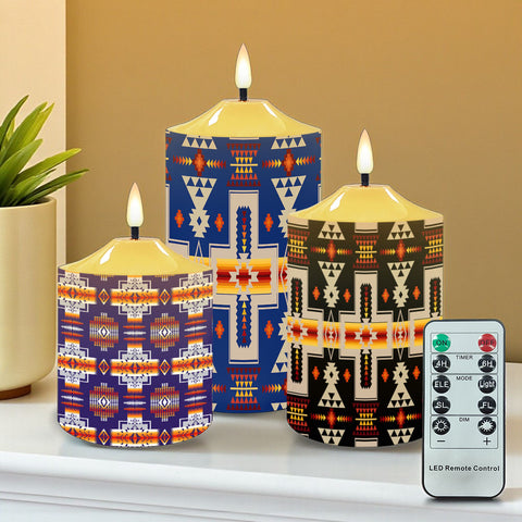 N7-09 Pattern Native American Bullet candles - Set of 3