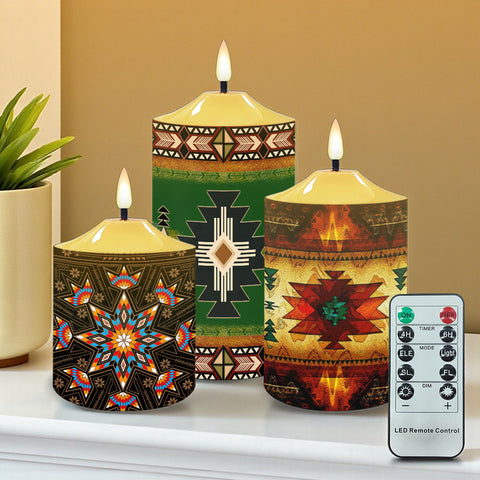 N7-10 Pattern Native American Bullet candles - Set of 3