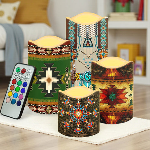 N7-10 Pattern Native American Bullet candles - Set of 4