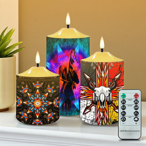 N7-11 Pattern Native American Bullet candles - Set of 3
