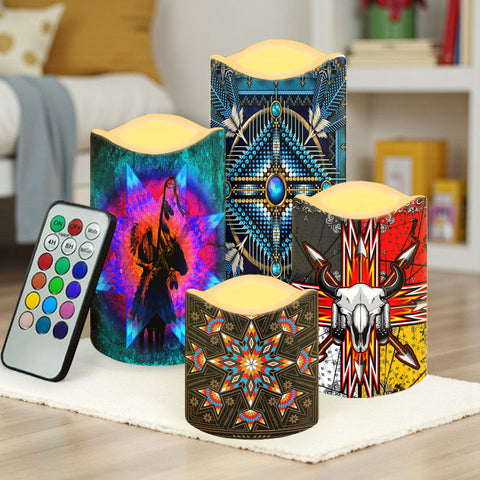 N7-11 Pattern Native American Bullet candles - Set of 4