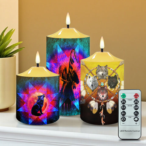 N7-12 Pattern Native American Bullet candles - Set of 3