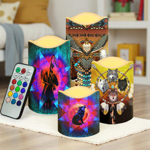 N7-12 Pattern Native American Bullet candles - Set of 4