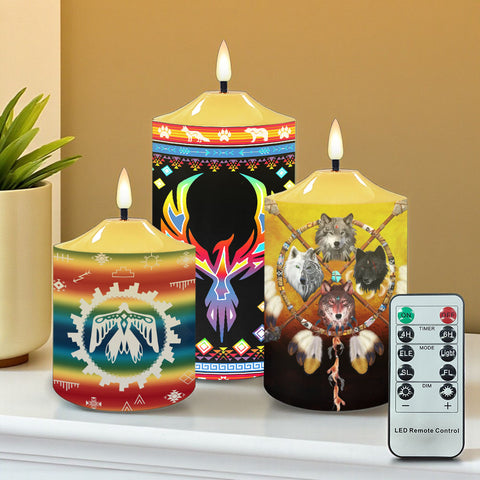 N7-13 Pattern Native American Bullet candles - Set of 3