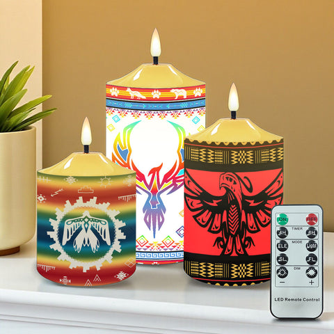 N7-14 Pattern Native American Bullet candles - Set of 3