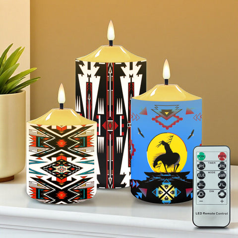 N7-16 Pattern Native American Bullet candles - Set of 3